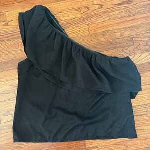 Pink Lily Elegant Black Ruffle Top